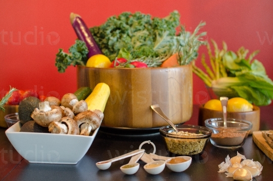 Assortment of Vegetables on Dining Table