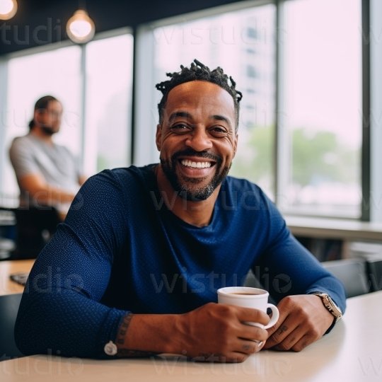 Black Man in Cafe