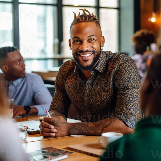 Black Man in Cafe