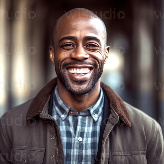 Black man smiling