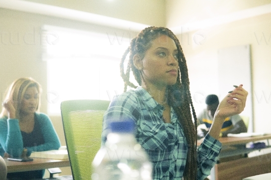 Female student paying attention