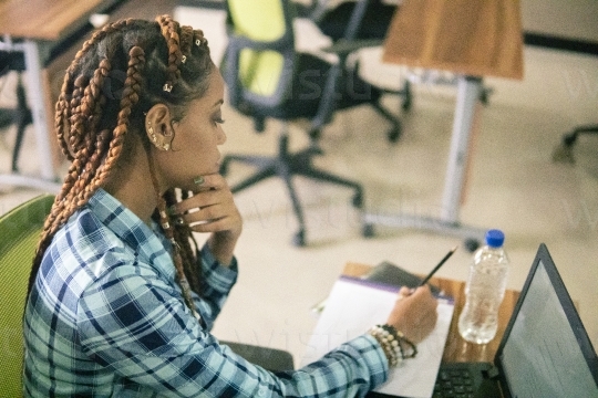 Female student paying attention