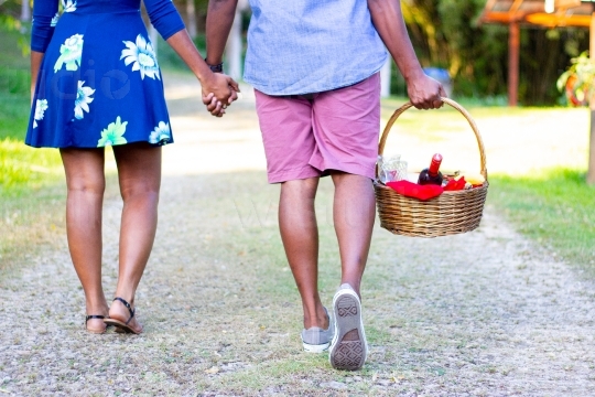 Picnic Couple Holding Hands