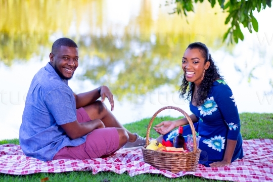 Picnic Couple Laughing