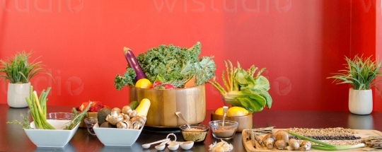 Vegetables on Dining Table